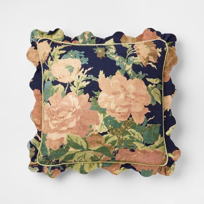 Square Floral Bloom with Scallop Flange Throw Pillow - Threshold™ designed with Studio McGee | Target