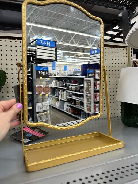 Love this gold mirror with tray from Walmart - more home decor fave finds added too! 