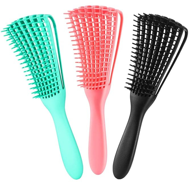 3 Pack Hair Detangler Brush for Afro America/African Textured 3a to 4c Kinky Wavy/Curly/Coily/Wet... | Amazon (US)