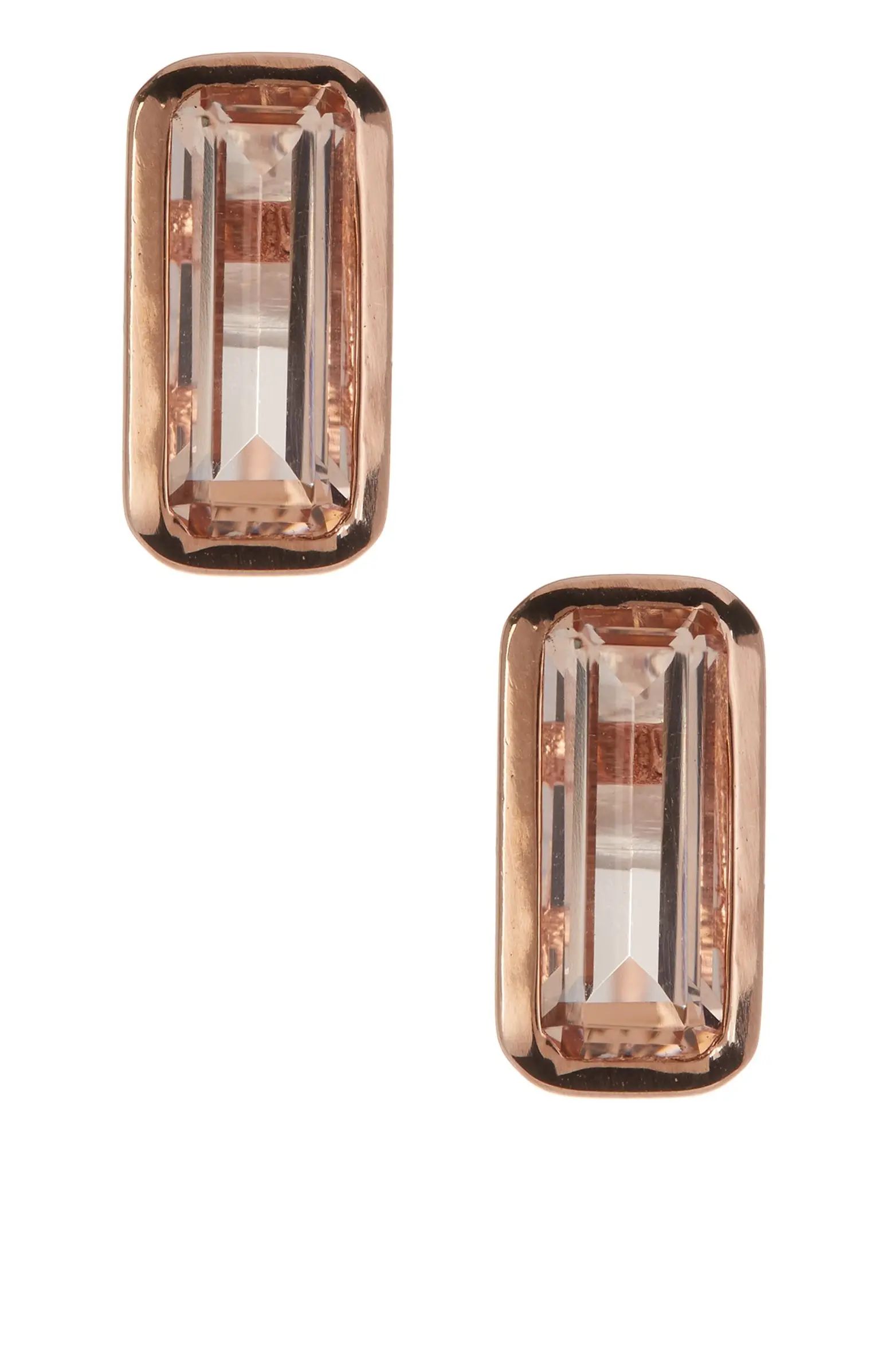 18K Rose Gold Vermeil Plated Baguette-Cut Morganite Earrings | Nordstrom