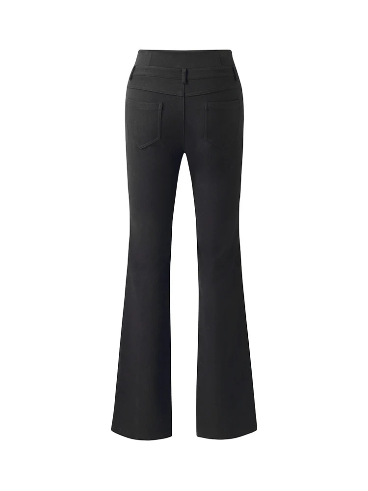 Pantalones de mujer de punto con abertura acampanada | GOELIA