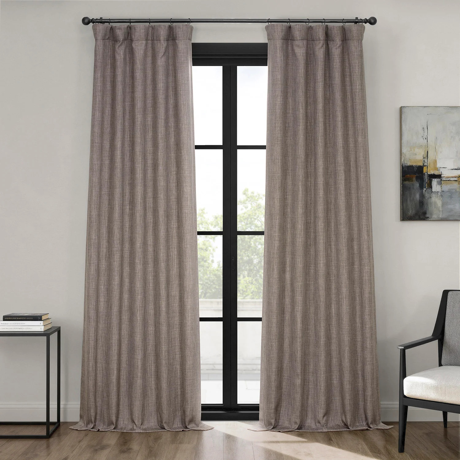 Mink Textured Faux Linen Room Darkening Curtain | Half Price Drapes