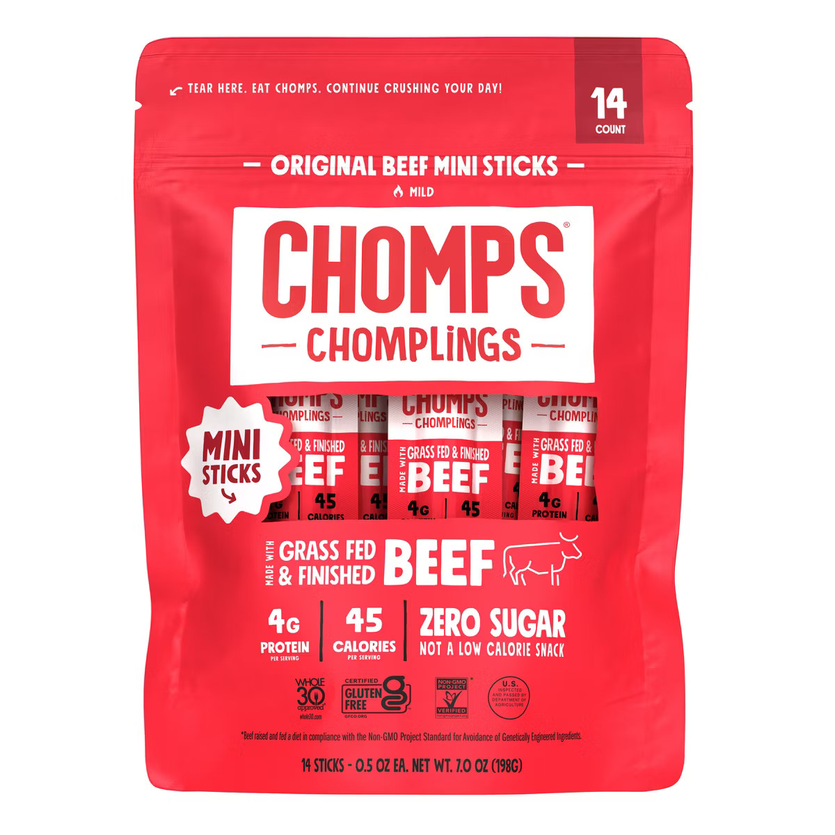 Chomps Chomplings Original Beef Mini Sticks - 7oz/14ct | Target