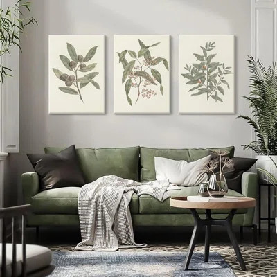 Green Botanical Wall Art Sage Plant Canvas Pictures Eucalyptus Wall Decor Vintage Leaves Prints Minimalist Leaf Poster Natural Artwork Gallery Paintin | Wayfair North America