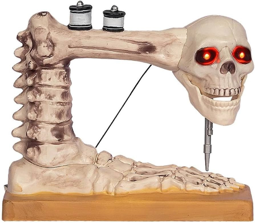 Voice Controlled Skeleton Sewing Machine Figurine Perfect Halloween Decoration for Craft Lover fo... | Amazon (US)