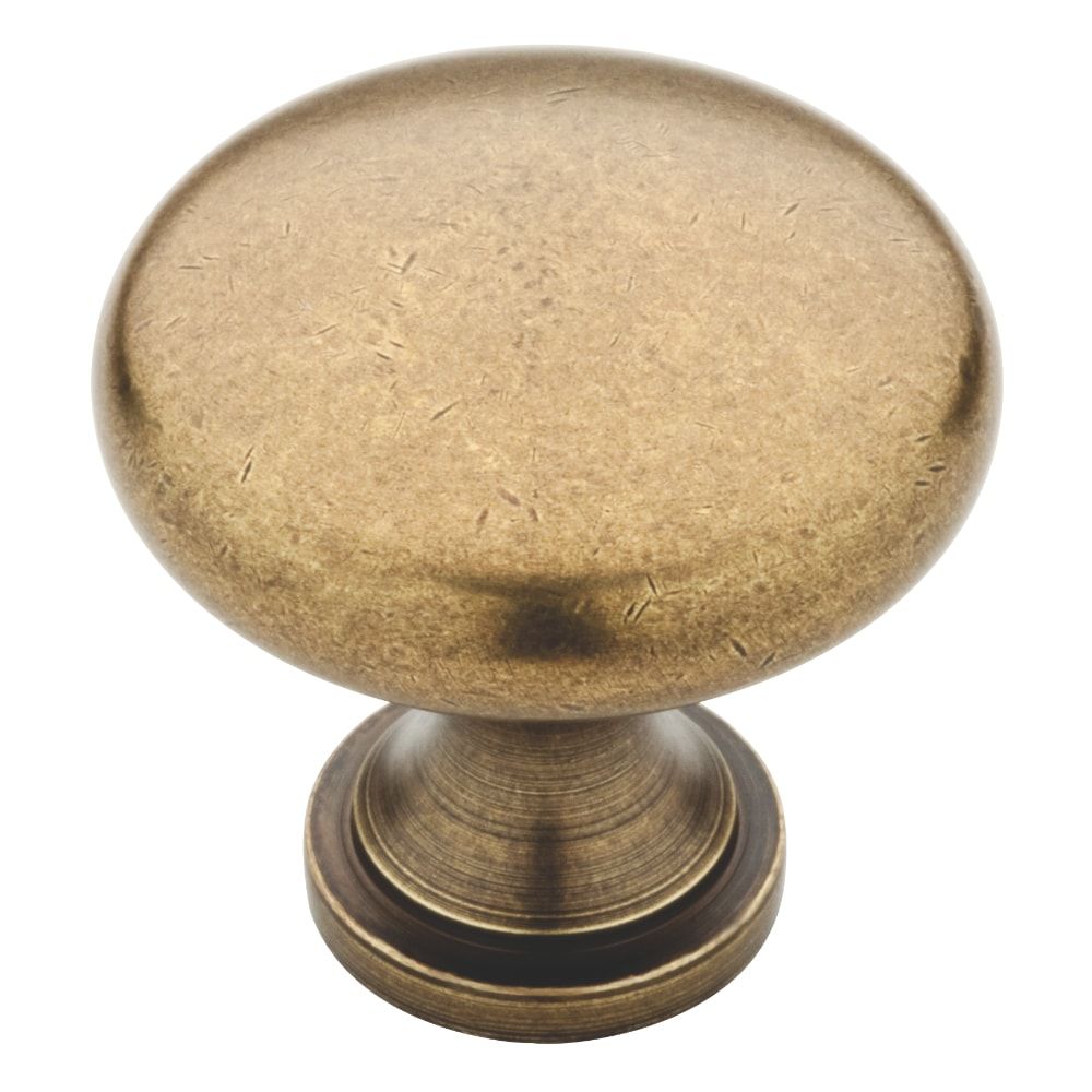 Brainerd Round 1-1/4-in Tumbled Antique Brass Round Transitional Cabinet Knob | Lowe's
