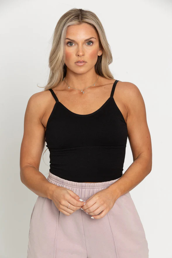 Black Original Ribbed Yoga Tank Top | Gold Hinge