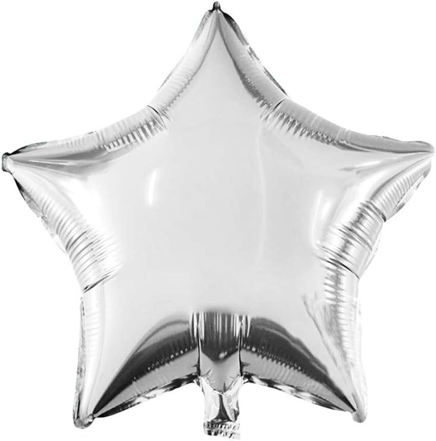 18" Star Balloons Foil Balloons Mylar Balloons Party Decorations Balloons, Silver, 10 Pieces | Amazon (US)