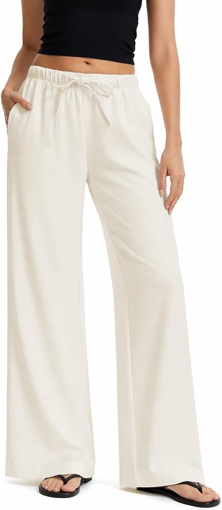 AnotherChill Women's Wide Leg Crepe Pants, Wrinkle-Resistant Travel Pants | Amazon (US)