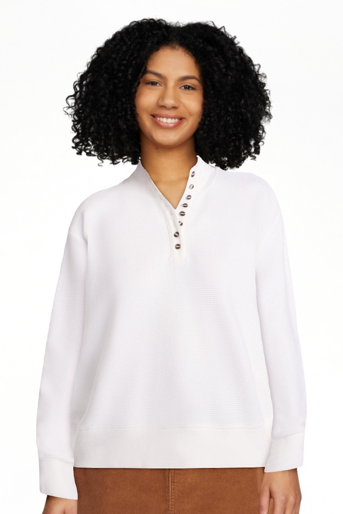 Scenario Women's and Women's Plus Waffle Knit Button Top with Long Sleeves, Sizes XS-4X | Walmart (US)