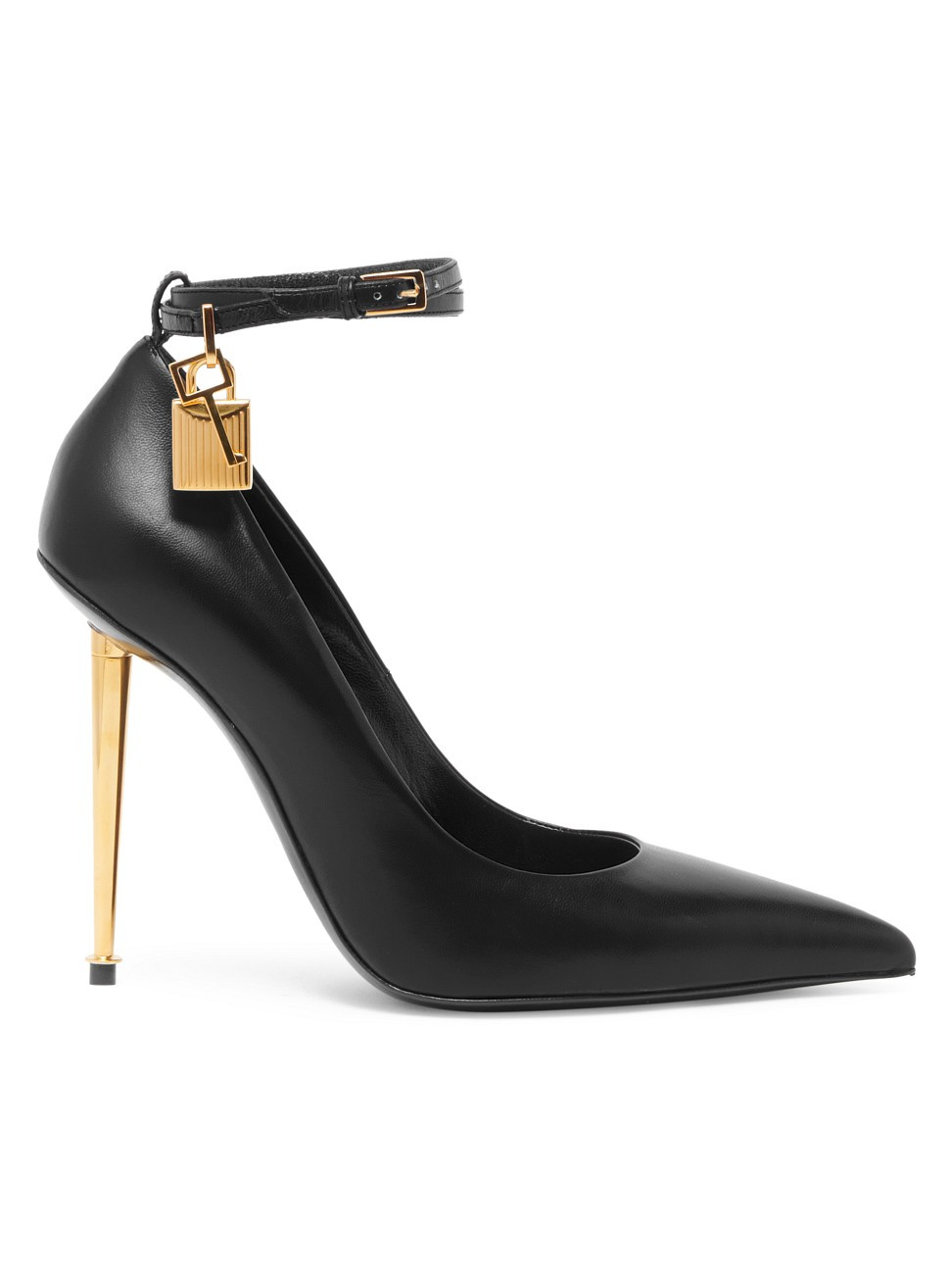 Women's Leather Ankle-Strap Point-Toe Pumps - Black - Size 10.5 | Saks Fifth Avenue
