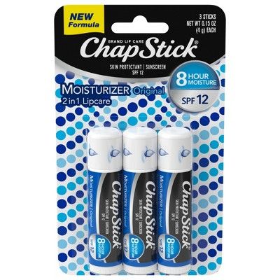 Chapstick Lip Moisturizer and Skin Protectant Lip Balm, Sunscreen, SPF 12- 3ct | Target