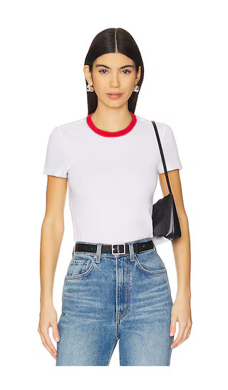Crew Neck Short Sleeve Baby Tee in White & Vintage Red | Revolve Clothing (Global)