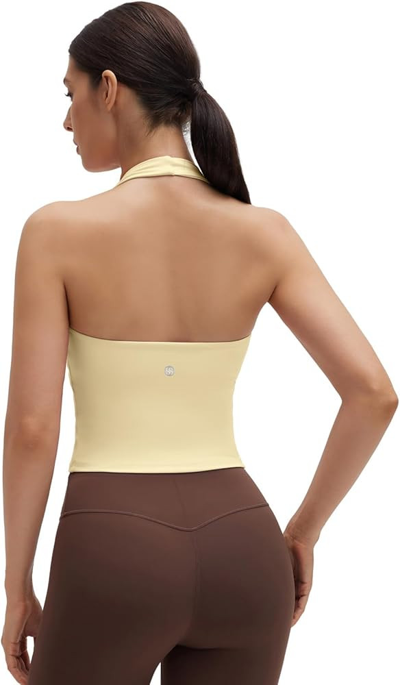 SUUKSESS Women Padded Halter Sports Bra Backless Longline Workout Crop Tank Tops | Amazon (US)