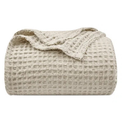 PHF Ultra Soft Waffle Weave Blanket Queen Size 90"x 90"- Washed Lightweight Breathable Cozy Woven Blanket for Bed, Linen | Wayfair North America