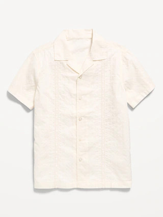 Short-Sleeve Embroidered Eyelet Shirt for Boys | Old Navy (US)