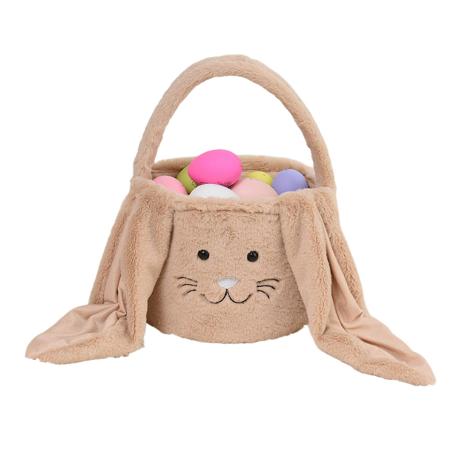 Plush Easter Bunny Basket Bags for Kids, Rabbit Bucket Tote with Long Fluffy Ears, Cute Egg Hunts... | Amazon (US)