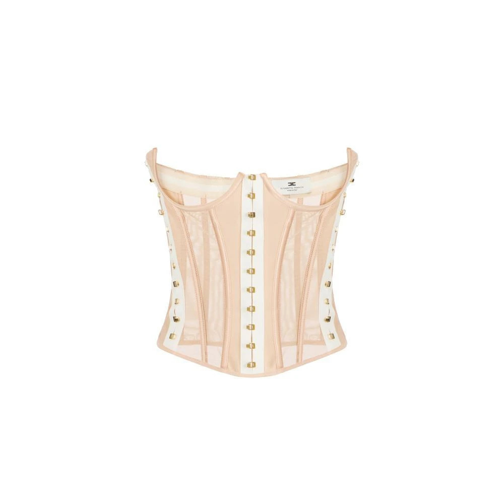 Elisabetta Franchi - Bustier-Top aus bi-elastischen Stoffen und Tüll - - Tops - Damen - Rosa - S | Miinto DE