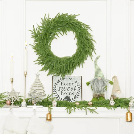 THE BRIVE Norfolk Pine Wreath-15Inch Real Touch Artificial Christmas Wreaths-Evergreen Realistic Plain Christmas Wreath for Front Door,Windows | Walmart (US)