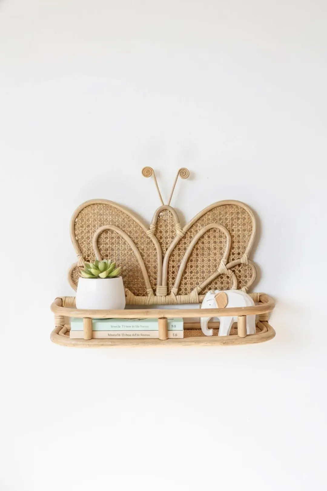 Boho Butterfly Wall Shelf, Handmade Rattan Nursery and Playroom Decor | Etsy (US)