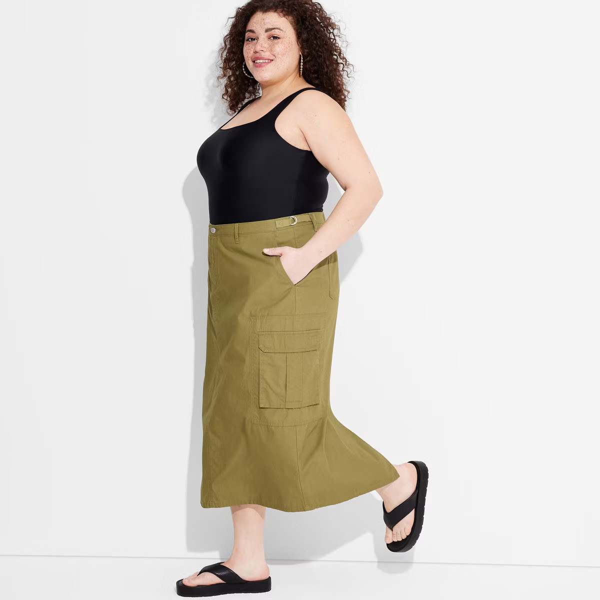 Women's Cargo Maxi Skirt - Wild Fable™ Light Beige 2X | Target