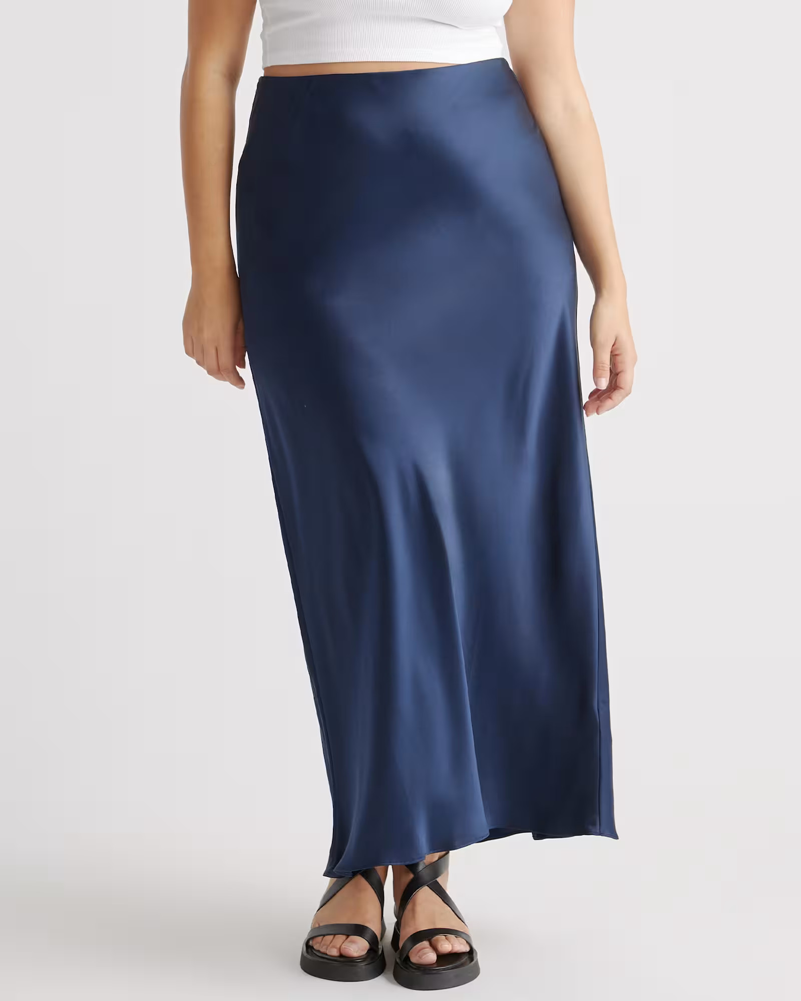 Navy 100% Washable Silk Maxi Skirt | Quince