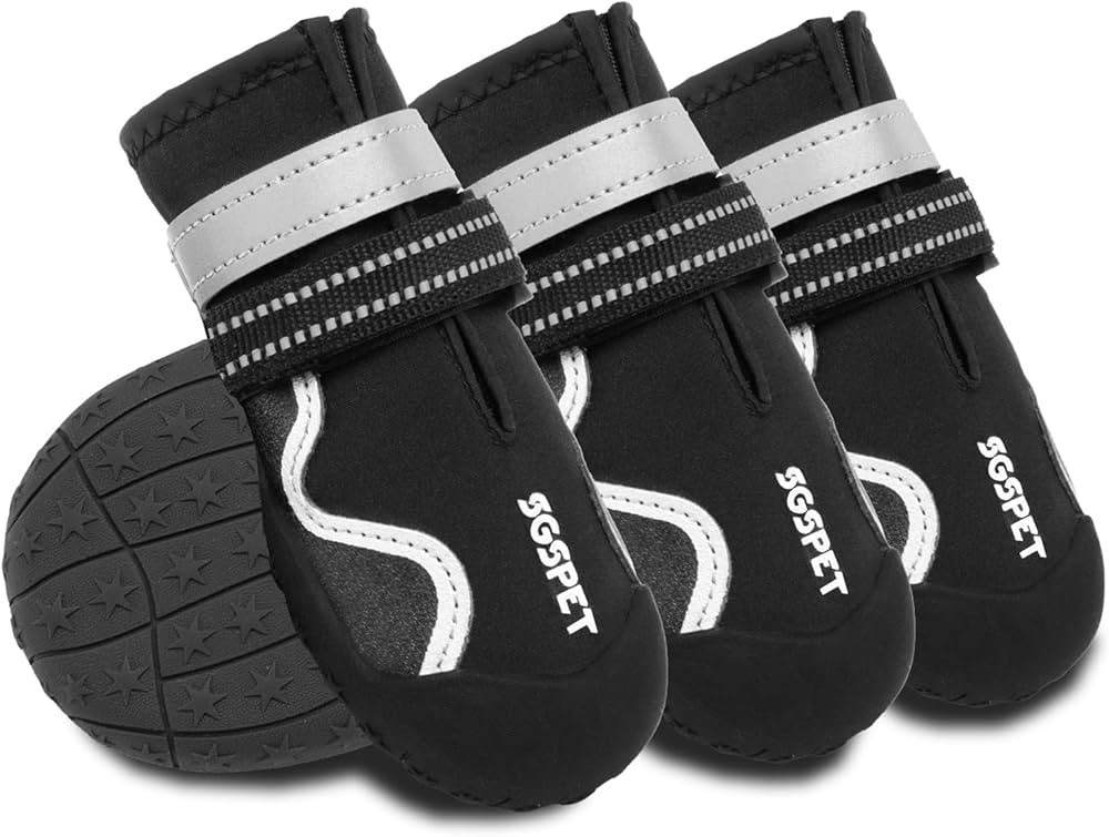 Dog Shoes, Waterproof Dog Boots & Paw Protectors with Anti-Slip Sole, 4pcs/Set Pet Dog Booties, R... | Amazon (US)
