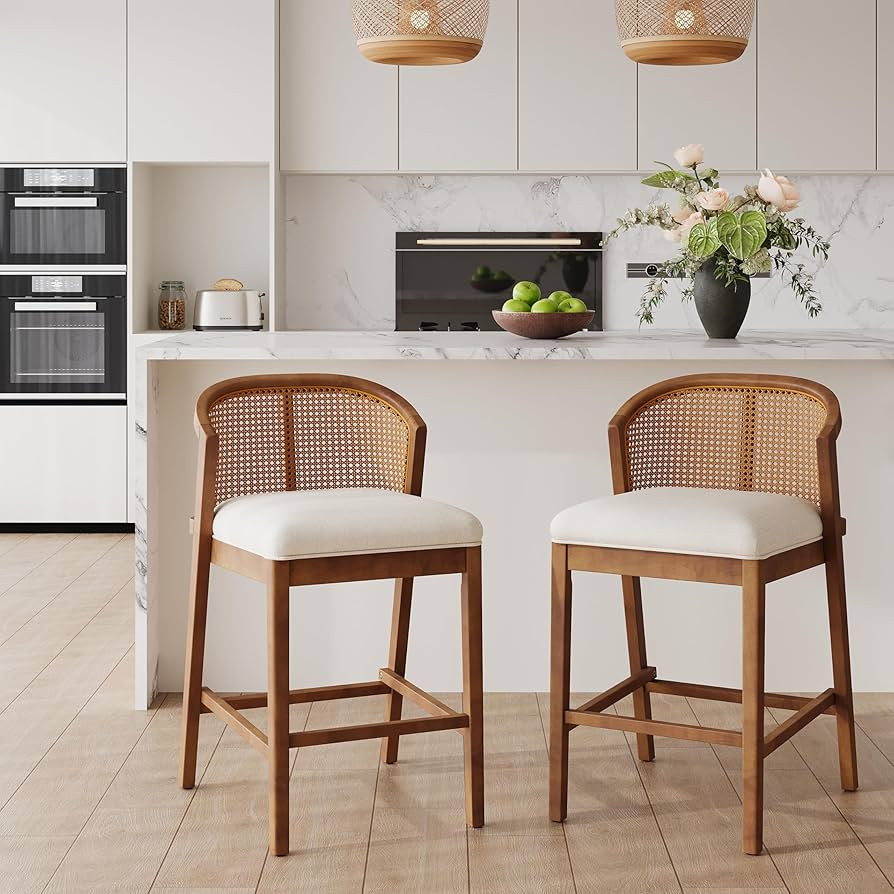 Christopher Knight Home JENA Rattan Counter Stools Set of 2, Counter Height Bar Stools for Bar Ta... | Amazon (US)