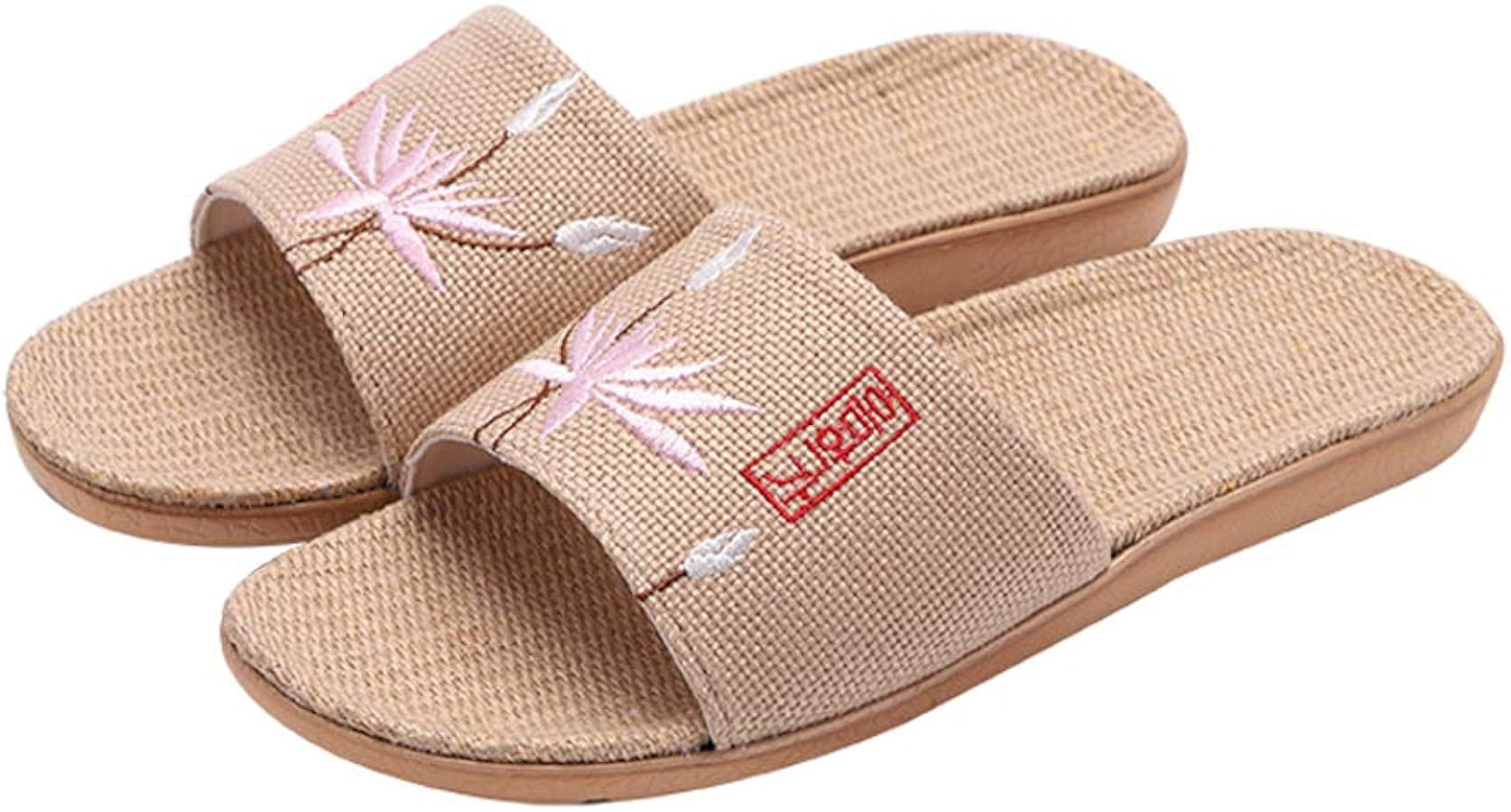 Hwayslon Flax Slippers Unisex Linen Summer Beach Shoes Lightweight Skidproof Indoor Slippers Home... | Amazon (US)