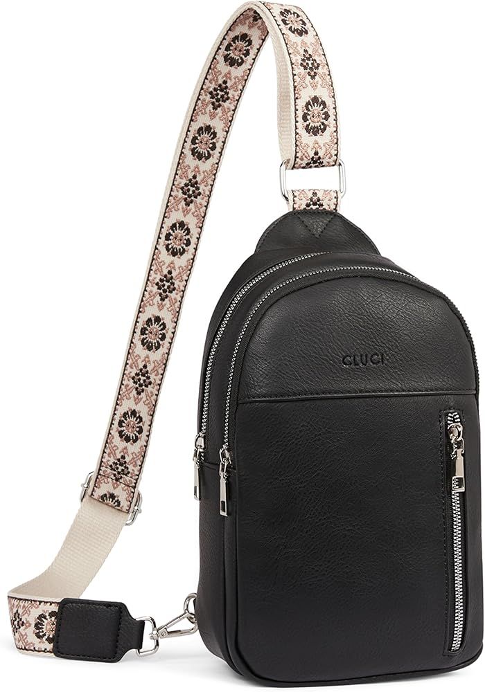 CLUCI Sling Bag for Women Crossbody Purse, Large Cross Body Bag Women Trendy Chest Bag, Leather Fann | Amazon (US)