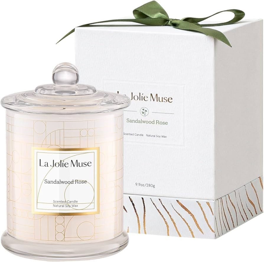 LA JOLIE MUSE Sandalwood Rose Scented Candles, Birthday Gifts for Women, Best Friends Female, Hou... | Amazon (US)