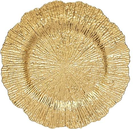 Spsyrine Gold Reef Charger Plates, 13" Table Chargers for Dinner Plate, Set of 6 Elegant Plastic ... | Amazon (US)