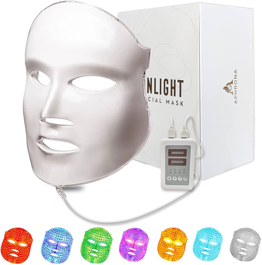 Aphrona FDA cleared LED Facial Skin Care Mask MOONLIGHT PRO 7 Color Treatment Photon Mask (White) | Amazon (US)