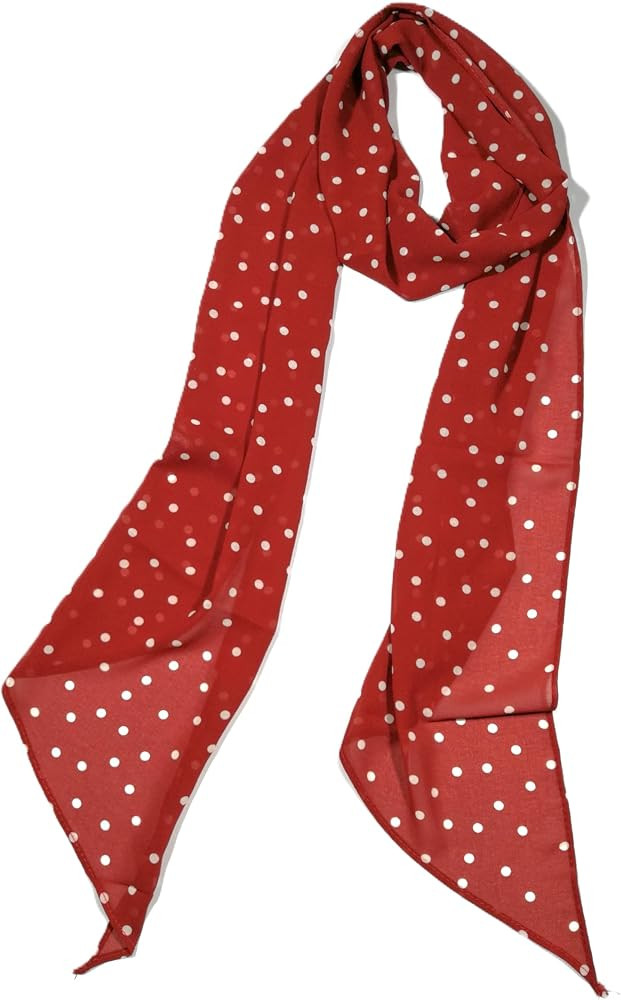 Shanlin Vintage Polka Dot Chiffon Skinny Scarf \u2013 Lightweight Retro Long Ribbon for Neck, Hai... | Amazon (US)