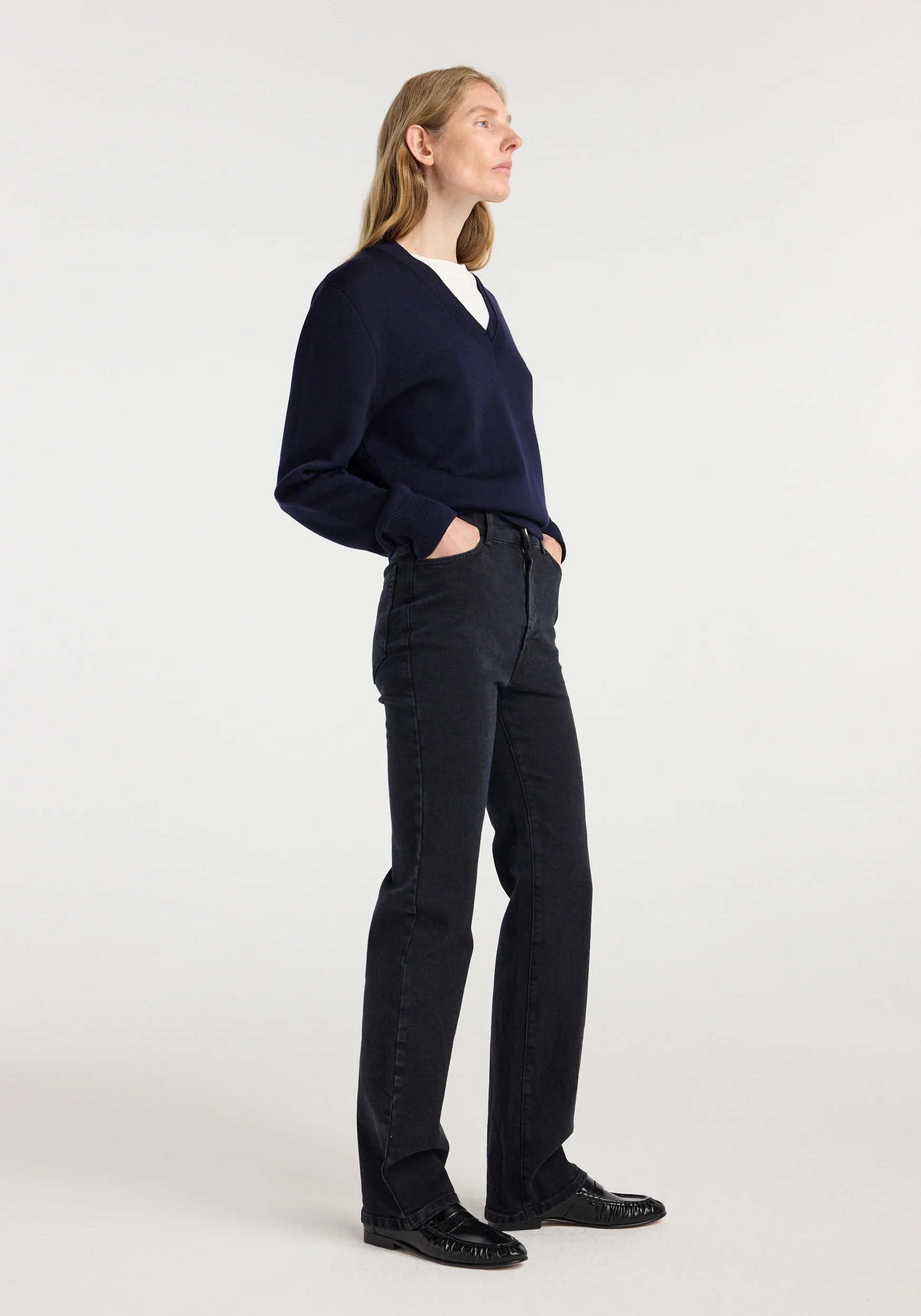 Lino - High-rise straight denim | black | Rohe