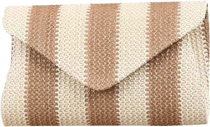Straw Crossbody Bag Straw Clutch Women Woven Straw Shoulder Bags Summer Beach Envelope Purse Wall... | Amazon (US)