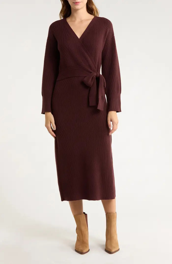 WAYF Long Sleeve Wrap Sweater Dress | Nordstromrack | Nordstrom Rack