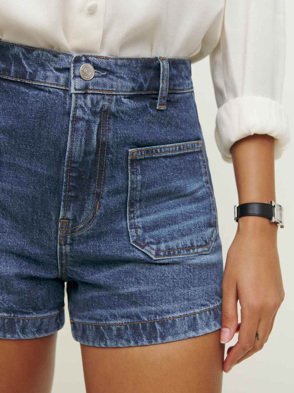 Alyssa Stretch High Rise 3.5” Jean Shorts | Reformation (Global)