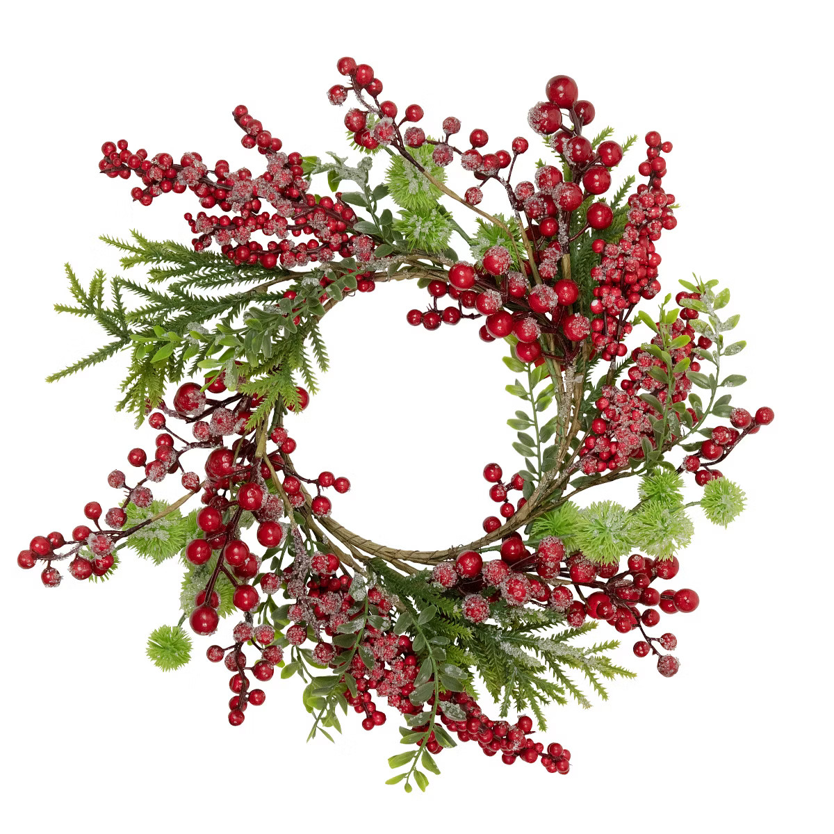 Northlight Frosted Berry and Pine Artificial Christmas Wreath - 16" - Unlit | Target