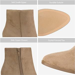 Amazon.com | DREAM PAIRS Women's Sand Suede Chunky Block Heel Ankle Booties Size 8 B(M) US Anita ... | Amazon (US)