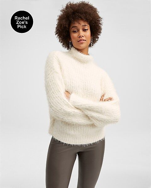 Fuzzy Chenille Mock Neck Sweater | Express