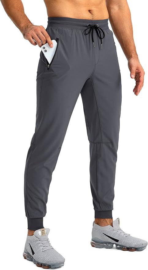 Pudolla Men's Lightweight Jogger Pants Workout Gym Running Pants with Zipper Pockets for Athletic... | Amazon (US)