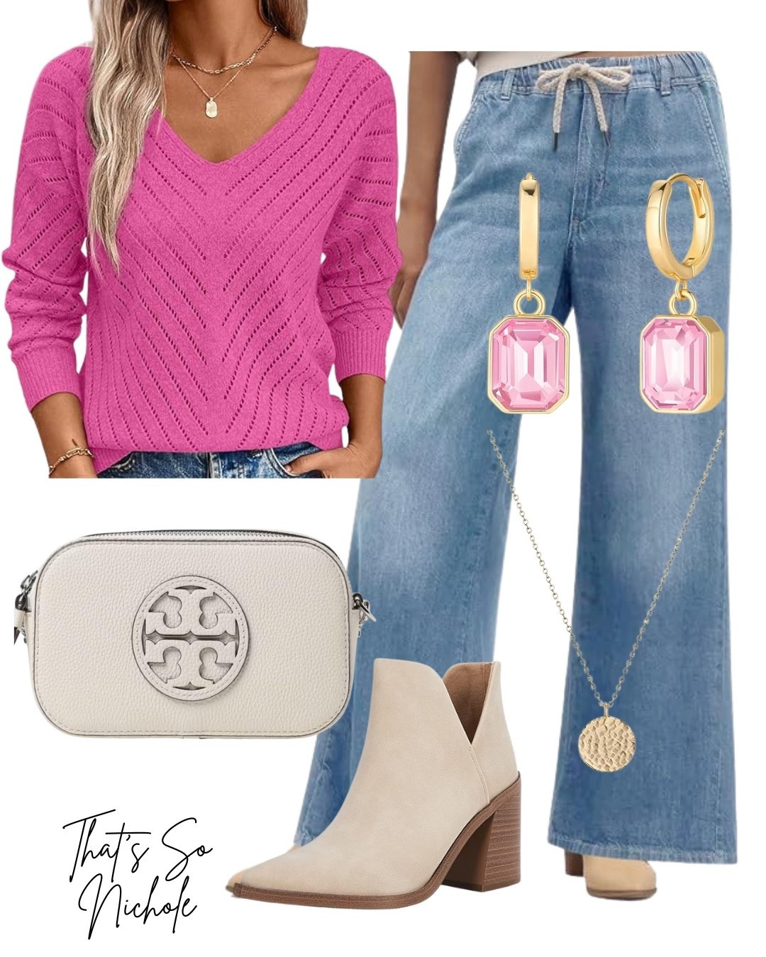 Look stylish in this cute pink sweater, chic jeans, and ankle boots. Perfect for any casual day or night out!

#LTKgrwm #LTKStyleTip #LTKootd