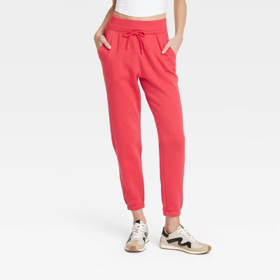 Women's Fleece High-Rise Jogger Sweatpants - All In Motion™ Red M | Target