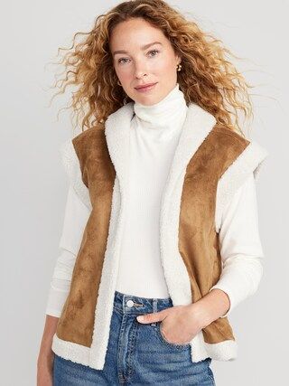 Faux-Suede Sherpa-Trim Vest for Women | Old Navy (CA)