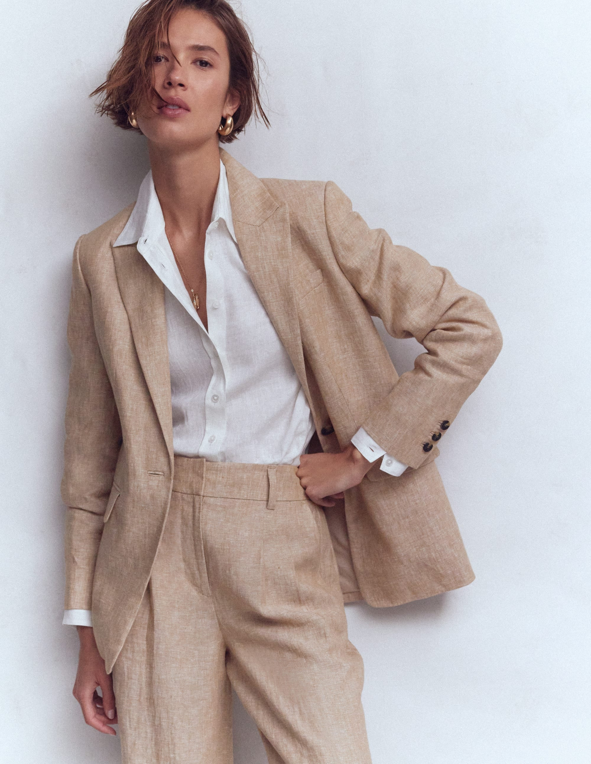Woodbridge Linen Blazer-Amphora, Chambray | Boden UK