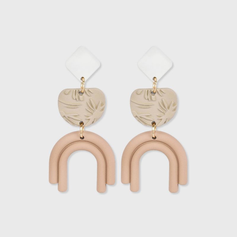 Embossed Floral and Double Arc Drop Earrings - Universal Thread™ | Target