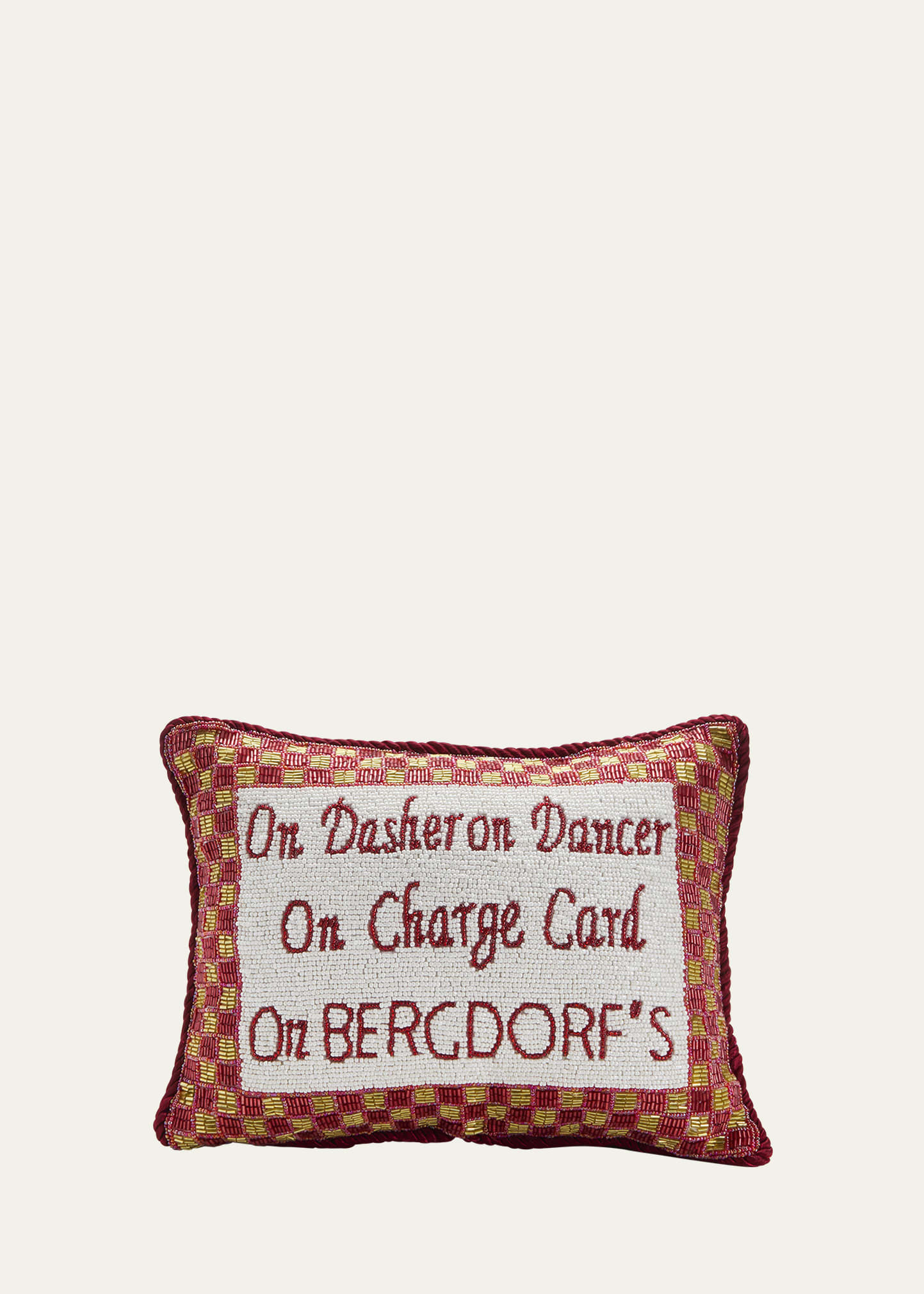 Sudha Pennathur On Dasher, On Dancer, On Charge Card Beaded Decorative Pillow | Bergdorf Goodman