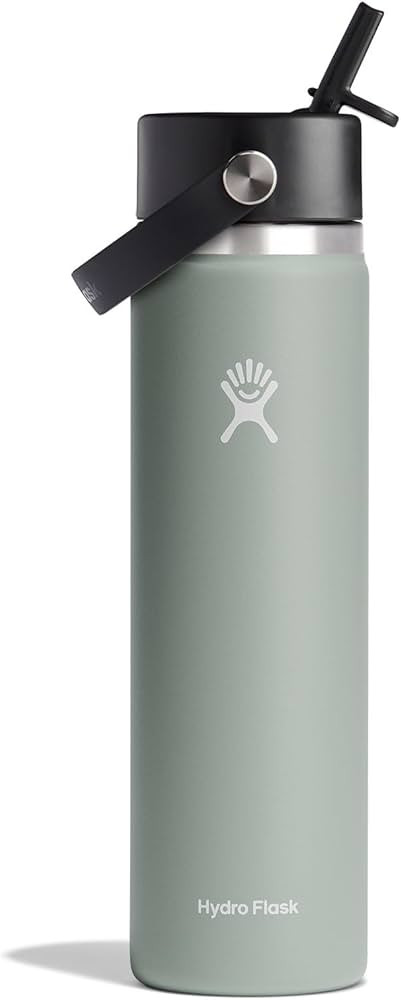 Hydro Flask Stainless Steel Wide Mouth Water Bottle with Flex Straw Lid and Double-Wall Vacuum In... | Amazon (US)