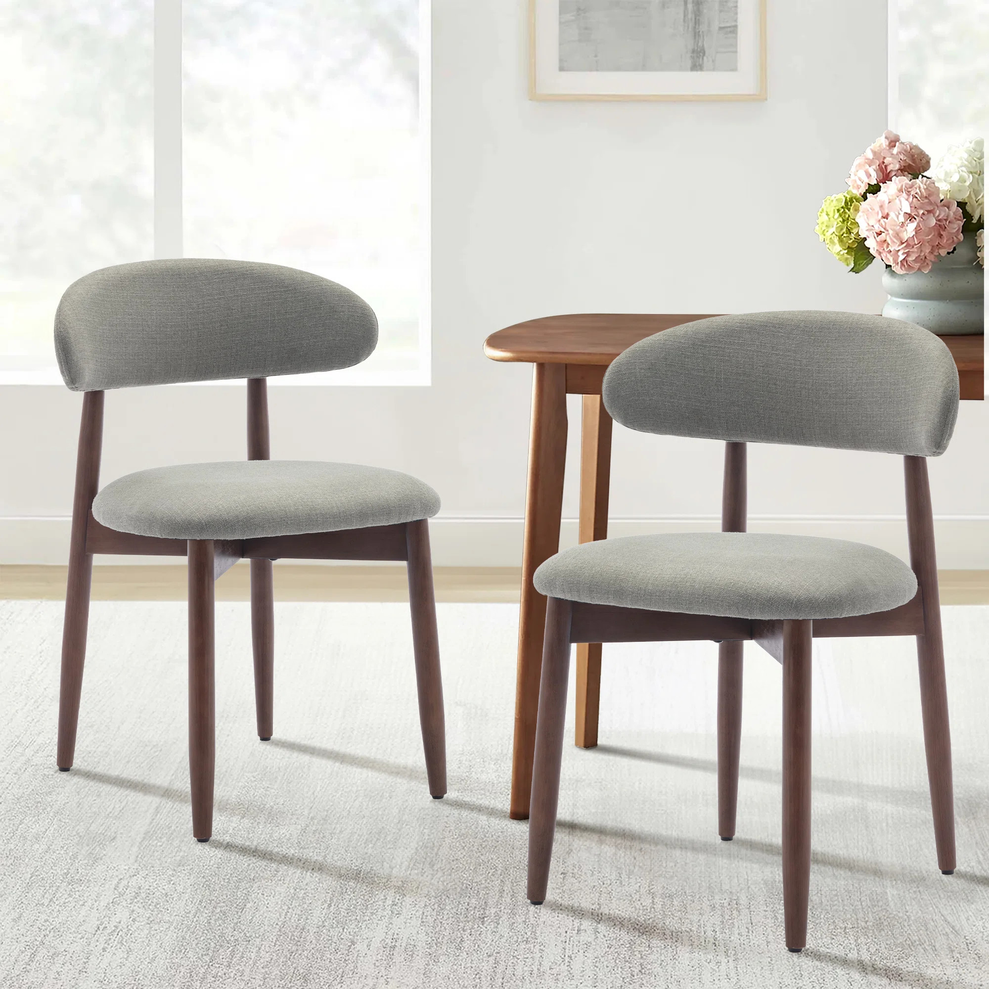 Vannie Upholstered Solid Wood Dining Chair Side Chair (Set of 2) | Wayfair North America